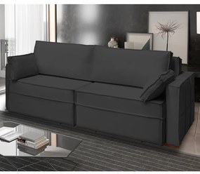Sofá Cama Ferrari Retrátil e Reclinável 2,15m Veludo Preto
