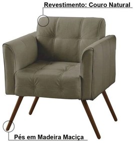 Poltrona Decorativa Bia Couro Fendi G58 - Gran Belo