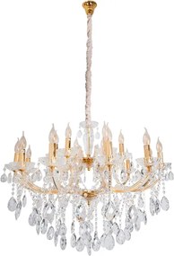 Lustre Cristal K9 Metal Dourado Ø95cm Castle