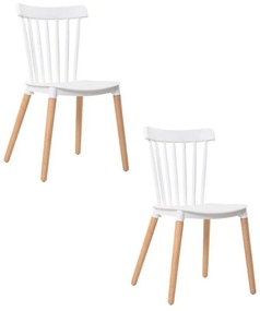 Cadeira Sala de Jantar Pé Palito Madeira Kit 2 Tóquio Branco R02 - D'Rossi