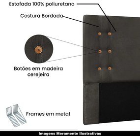 Cabeceira Decorativa 1,40M Kors Suede Cinza G63 - Gran Belo