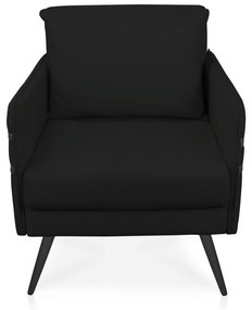 Kit 02 Poltronas Mari Suede Preto Pés Palito de Ferro Preto - D'Rossi