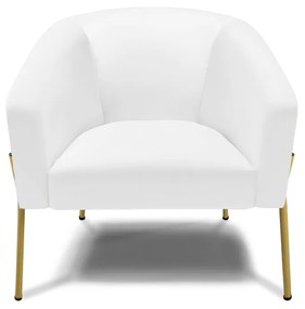 Poltrona Decorativa Pé de Ferro Dourado Stella Sintético D03 - D'Rossi - Branco
