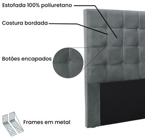 Cabeceira Cama Box Queen 160 cm Verona Veludo S04 - D'Rossi - Cinza