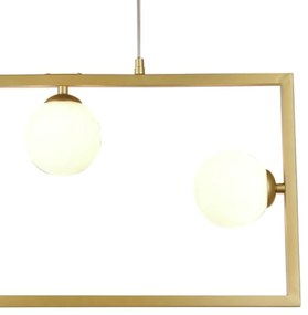 Pendente Balanço 30X60Cm 3Xg9 Retangular Horizontal Metal Dourado Vidr...