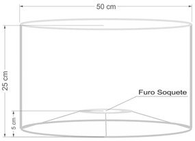Cúpula Abajur Cilíndrica Cp-7024 Ø50x25cm Algodão Crú