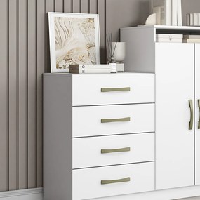 Cômoda Quarto 2 Portas Sapateira 120cm Elára A09 - D'Rossi - Atacama e Branco