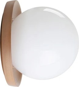 Arandela Vidro Madeira Castanho Milky