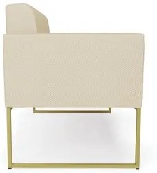 Sofá Namoradeira Base Industrial Dourado Ana Veludo Luxo Off White - I