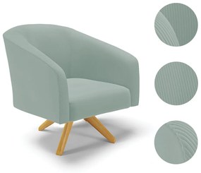 Poltrona Decorativa Giratória MA30 Stella Cotelê Int/Veludo D03 - D'Rossi - Menta