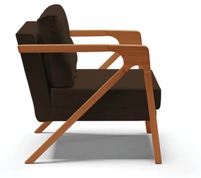 Poltrona Melissa Suede Marrom Base de Madeira Castanho - D'Rossi