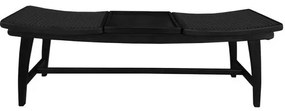 Banco Siena Estrutura Madeira Preto com Assento Tela Natural Preta 124 cm - 70576 Sun House