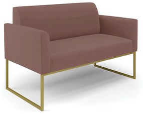 Sofá Namoradeira Base Industrial Dourado Marisa Veludo D03 - D'Rossi - Rose