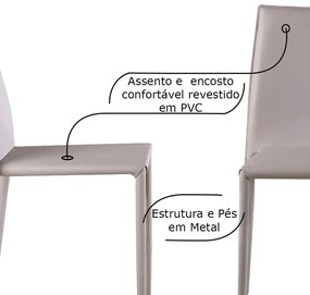 Cadeira Decorativa Sala e Cozinha Karma PVC Nude G56 - Gran Belo