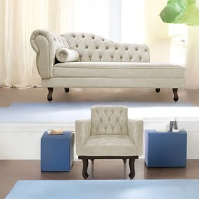 Kit Diva Recamier Diana 160cm Lado Direito e 01 Poltrona Classic Linho - ADJ Decor