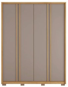 Guarda Roupa Orbit Solteiro com 4 Portas de Bater e 3 Gavetas  MDF Buriti/Fendi G11 - Gran Belo