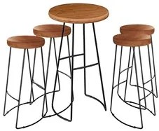 Conjunto Mesa Bistrô Alta e 4 Banquetas Estilo Industrial Aura D09 Per
