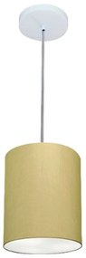 Lustre Pendente Cilíndrico Md-4012 Cúpula em Tecido 18x25cm Algodão Crú - Bivolt