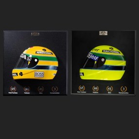 Conjunto 2 Quadros 3D Decorativo Helmet F1 SN 1988 e 1985 Amarelo G53 - Gran Belo