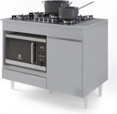 Balcão de Cozinha 102cm Para Cooktop Georgia Cinza Claro    - Lumil