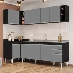 Armário de Cozinha Modulado de Canto Direito 5 Peças CP45 com Pia Inox