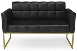 Sofá Namoradeira Base Industrial Dourado Ana Sintético PU Preto - Ibiz
