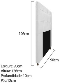 Kit Cabeceira e Calçadeira Baú Estofada Mel 90 cm Solteiro Com Capitonê Corano Branco - ADJ Decor