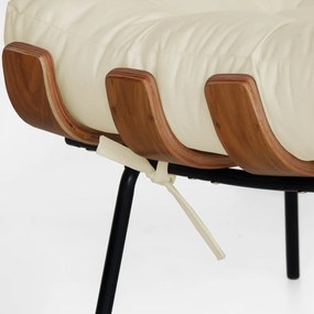 Puff Decorativo Sala de Estar Costela Rib Suede Bege