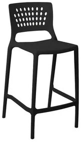Banqueta Alta para Bancada e Cozinha Preta Empilhável Marte em Polipropileno Acrilys