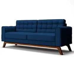 Sofá 150 cm 2 Lugares Sandero C-304 Veludo Azul Marinho - Domi