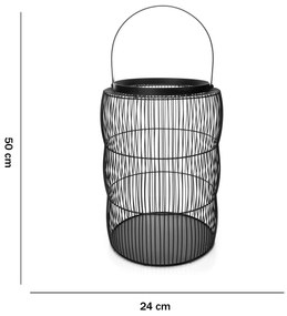 Lanterna Decorativa em Metal Preto 50x24x24 cm - D'Rossi