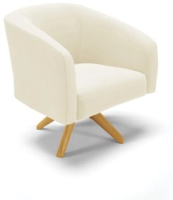 Poltrona Decorativa Giratória MA30 Stella Cotelê Ext/Veludo D03 - D'Rossi - Off White