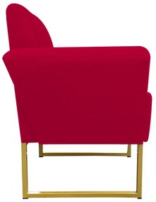 Poltrona Dora Suede Base Metálica Dourado D'Rossi - Vermelho