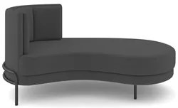 Chaise Longue Divã 164cm Braço Esquerdo Logus D06 Veludo Cinza - Mpoze