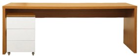 Conjunto Bancada Contemporânea Louro Freijó - 1,80m + Módulo Contemporâneo 3 gavetas Louro Freijó/Branco - 42,5cm