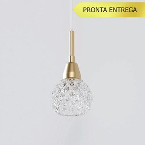 Pendente Amora Vidro Cristal Ø8X17Cm Alumínio 1Xg9 - Qimporta Pd2301 (CHAMPANHE)