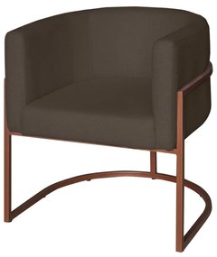 Poltrona Base Industrial Bronze Sala de Estar Lety Veludo - Chocolate
