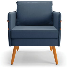 Kit 01 Namoradeira 02 Lugares e 02 Poltronas Mari Suede Pés Palito Castanho - D'Rossi - Azul Marinho