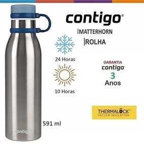 Squeeze Térmico Matterhorn Aço Inox 591ml - Matte Black Contigo