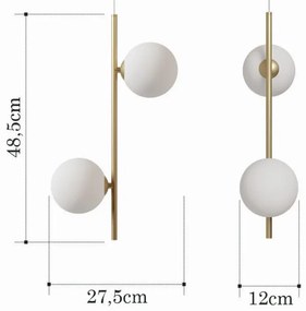Pendente Vertical Slim Jabuticaba 10X23,5X48,5Cm Aluminio E 2X Globo Ø... (CHAMPANHE, FOSCO)