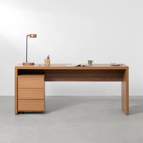 Conjunto Bancada Contemporânea Louro Freijó - 1,80m + Módulo Contemporâneo 3 gavetas Louro Freijó - 42,5cm