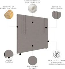 Cabeceira Cama Box Solteiro 90cm Estofada Rama Linho Neutro Z04 - Mpoz