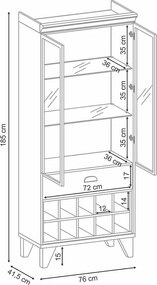 Cristaleira Bar e Adega Ópera Decorativa MDP/MDF Sala de Estar Off White/Castanho G26 - HB Móveis
