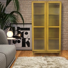 Cristaleira Decorativa Sala de Jantar 02 Portas de Vidro Zelda Natural/Oregon G04 - Gran Belo