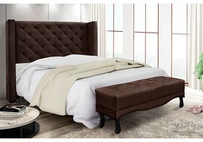 Cabeceira Cama Box Casal 140cm e Recamier Vicenza Suede S04 - D'Rossi - Café