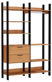 Guarda Roupa Closet Modulado 02 Torres Gaveteiro e Cabideiro Freijó com Preto Fosco Industrial - D'Rossi
