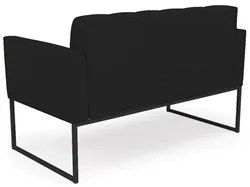 Sofá Namoradeira e 2 Poltronas Base Industrial Preto Ana Linho Preto -