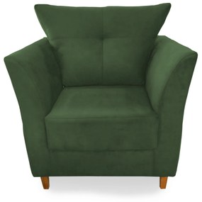 Poltrona Decorativa Isis Pés Madeira Suede Verde - Sheep Estofados