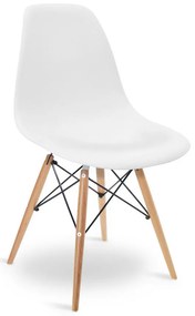 Cadeira Sala de Jantar Eiffel Eames Base Madeira F02 - D'Rossi - Branco