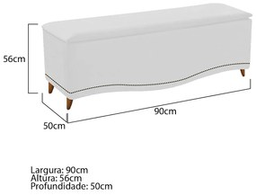 Calçadeira Estofada Yasmim 90 cm Solteiro Corano Branco - ADJ Decor